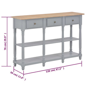 vidaXL Console Table Grey 120x30x76 cm MDF