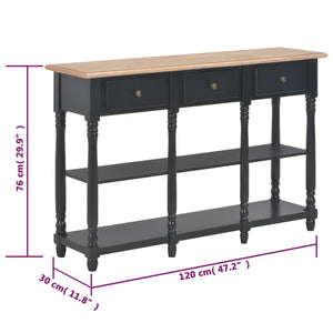 vidaXL Console Table Black 120x30x76 cm MDF