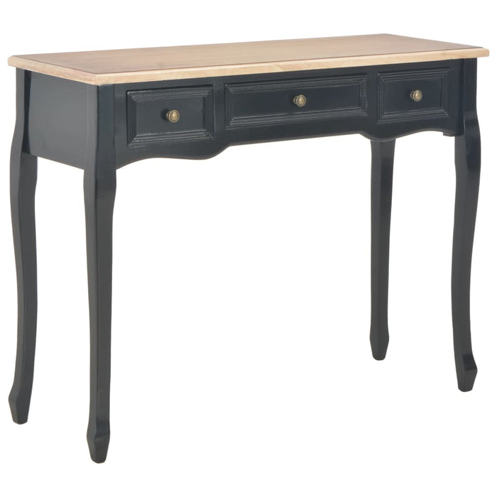 vidaXL Dressing Console Table with 3 Drawers Black