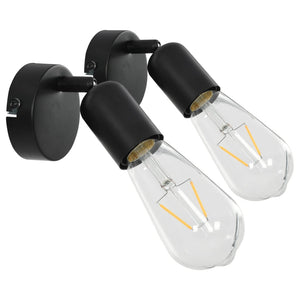 vidaXL Spot Lights 2 pcs with Filament Bulbs 2 W Black E27