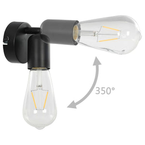 vidaXL Spot Lights 2 pcs with Filament Bulbs 2 W Black E27