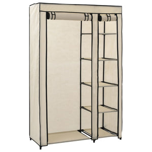 vidaXL Folding Wardrobe Cream 110x45x175 cm Fabric