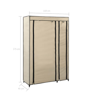 vidaXL Folding Wardrobe Cream 110x45x175 cm Fabric