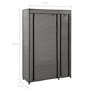 vidaXL Folding Wardrobe Grey 110x45x175 cm Fabric