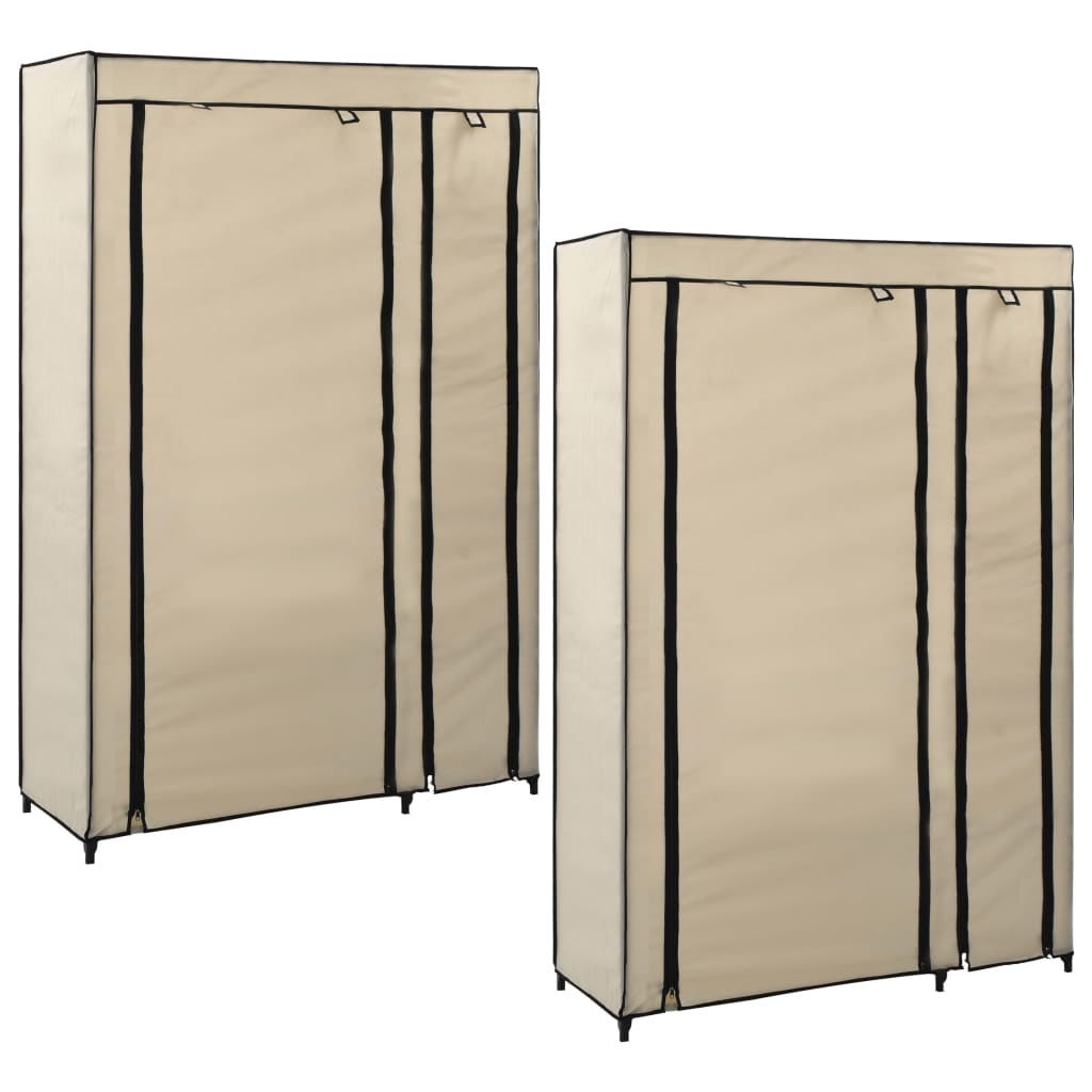 vidaXL Folding Wardrobes 2 pcs Cream 110x45x175 cm Fabric