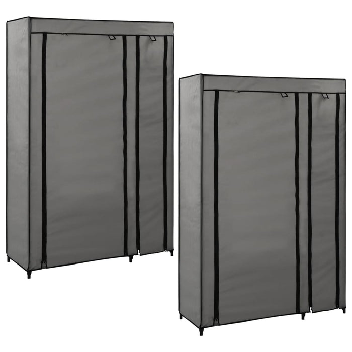 vidaXL Folding Wardrobes 2 pcs Grey 110x45x175 cm Fabric