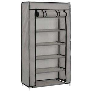 vidaXL Shoe Cabinet with Cover Grey 58x28x106 cm Fabric