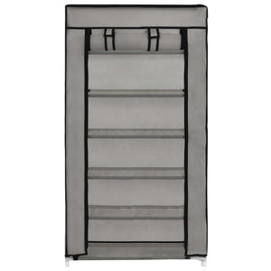 vidaXL Shoe Cabinet with Cover Grey 58x28x106 cm Fabric