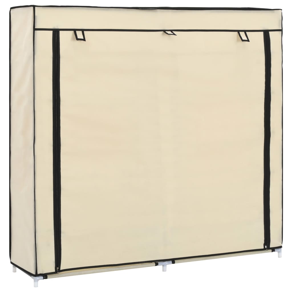 vidaXL Shoe Cabinet with Cover Cream 115x28x110 cm Fabric