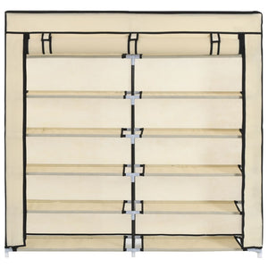 vidaXL Shoe Cabinet with Cover Cream 115x28x110 cm Fabric