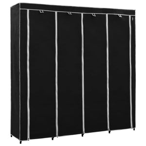 vidaXL Wardrobe with 4 Compartments Black 175x45x170 cm