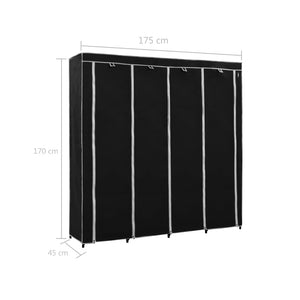 vidaXL Wardrobe with 4 Compartments Black 175x45x170 cm