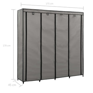 vidaXL Wardrobe with 4 Compartments Grey 175x45x170 cm