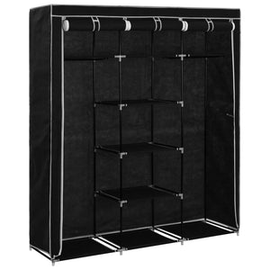 vidaXL Wardrobe with Compartments and Rods Black 150x45x175 cm Fabric