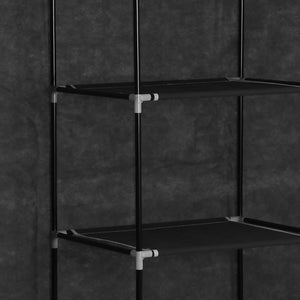 vidaXL Wardrobe with Compartments and Rods Black 150x45x175 cm Fabric