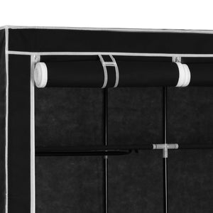 vidaXL Wardrobe with Compartments and Rods Black 150x45x175 cm Fabric