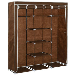 vidaXL Wardrobe with Compartments and Rods Brown 150x45x175 cm Fabric