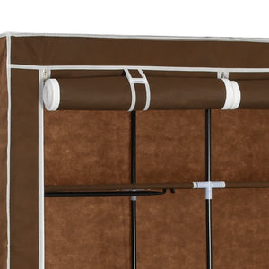 vidaXL Wardrobe with Compartments and Rods Brown 150x45x175 cm Fabric