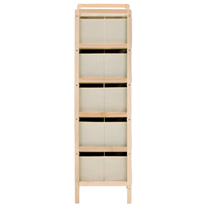 vidaXL Storage Racks with 5 Fabric Baskets 2 pcs Beige Cedar Wood