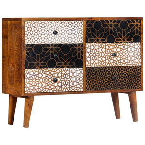 vidaXL Sideboard with Printed Pattern 90x30x70 cm Solid Mango Wood