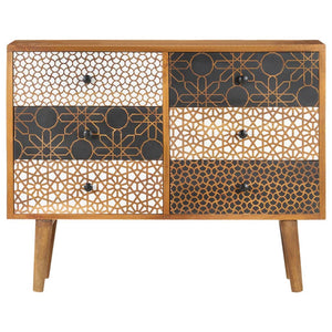 vidaXL Sideboard with Printed Pattern 90x30x70 cm Solid Mango Wood