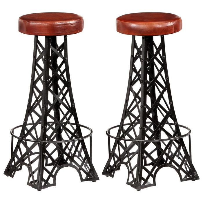 vidaXL Bar Stools 2 pcs Real Leather