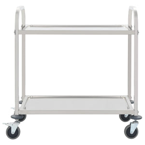 vidaXL 2-Tier Kitchen Trolley 96.5x55x90 cm Stainless Steel