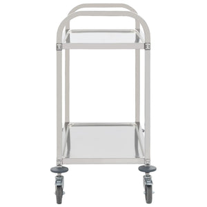 vidaXL 2-Tier Kitchen Trolley 96.5x55x90 cm Stainless Steel