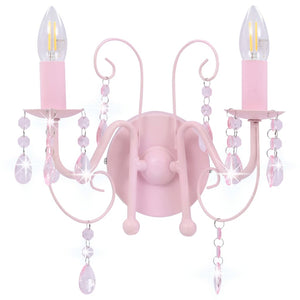 vidaXL Wall Lamp with Beads Pink 2 x E14 Bulbs