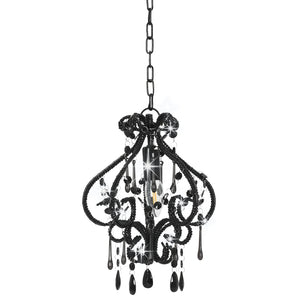 vidaXL Ceiling Lamp with Beads Black Round E14