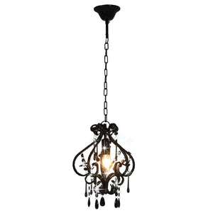 vidaXL Ceiling Lamp with Beads Black Round E14