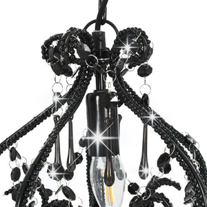 vidaXL Ceiling Lamp with Beads Black Round E14