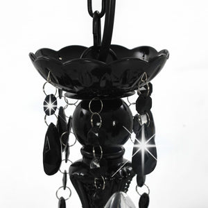 vidaXL Chandelier with Beads Black Round 3 x E14