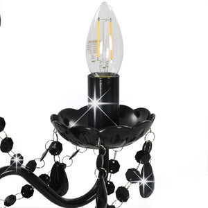 vidaXL Chandelier with Beads Black Round 3 x E14