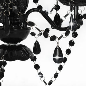 vidaXL Chandelier with Beads Black Round 3 x E14