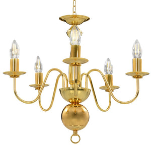 vidaXL Chandelier Golden 5 x E14 Bulbs