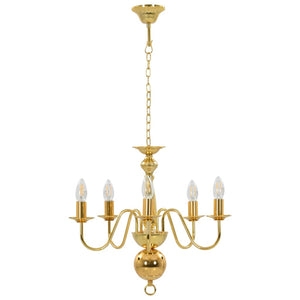 vidaXL Chandelier Golden 5 x E14 Bulbs