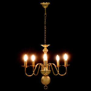 vidaXL Chandelier Golden 5 x E14 Bulbs