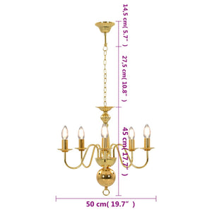 vidaXL Chandelier Golden 5 x E14 Bulbs