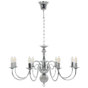 vidaXL Chandelier Silver 8 x E14 Bulbs