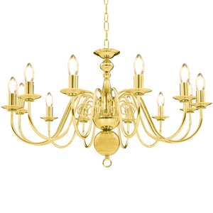 vidaXL Chandelier Golden 12 x E14 Bulbs