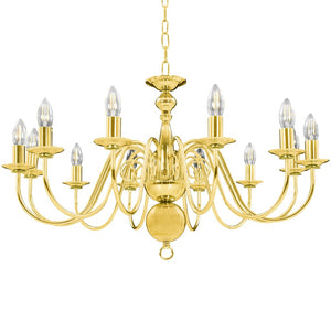 vidaXL Chandelier Golden 12 x E14 Bulbs