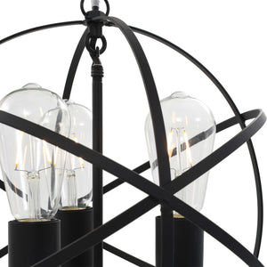 vidaXL Hanging Lamp Black Sphere 3 x E27 Bulbs