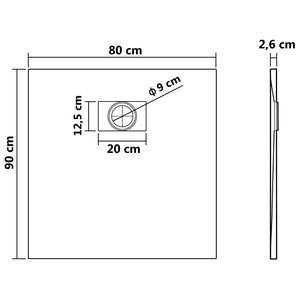 vidaXL Shower Base Tray SMC Black 90x80 cm