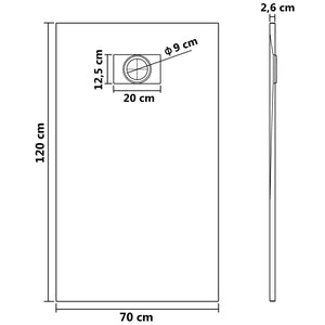 vidaXL Shower Base Tray SMC Black 120x70 cm