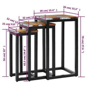 vidaXL Nesting Tables 3 pcs Solid Teak Wood and Polyresin