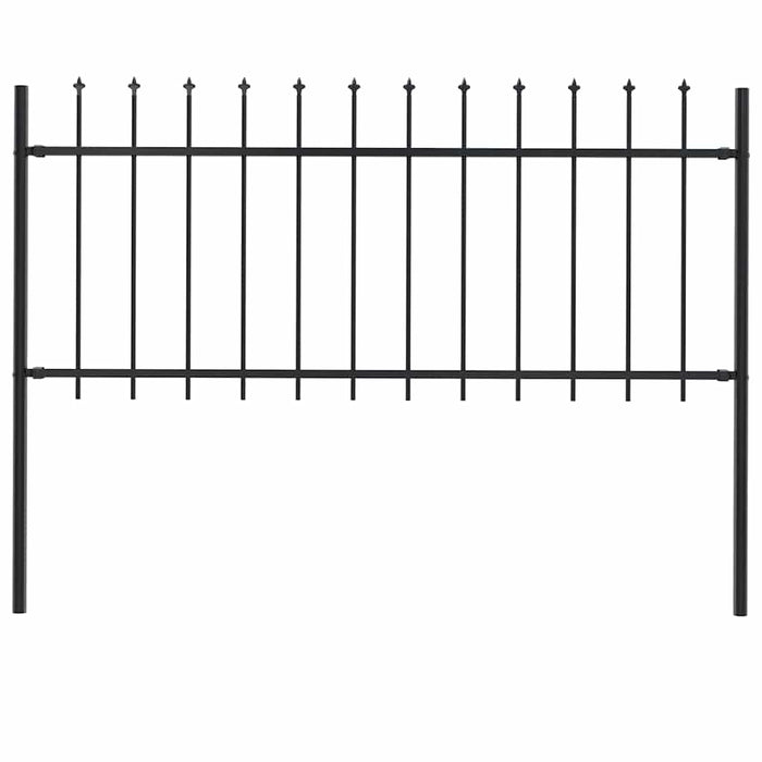 vidaXL Garden Fence with Spear Top Steel 1.8 m Black