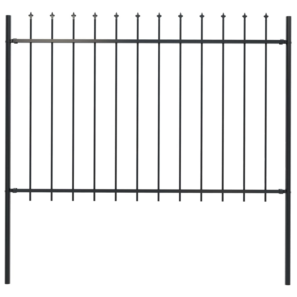 vidaXL Garden Fence with Spear Top Steel 1.7x1.2 m Black