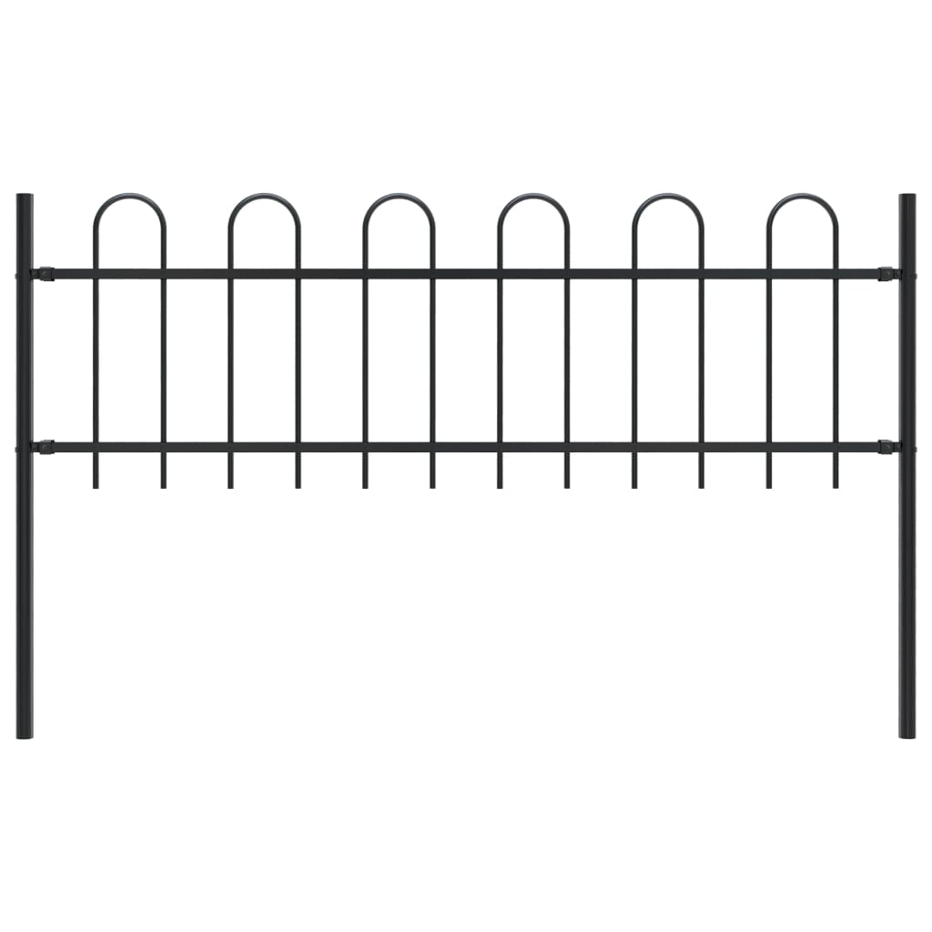 vidaXL Garden Fence with Hoop Top Steel 1.7 m Black