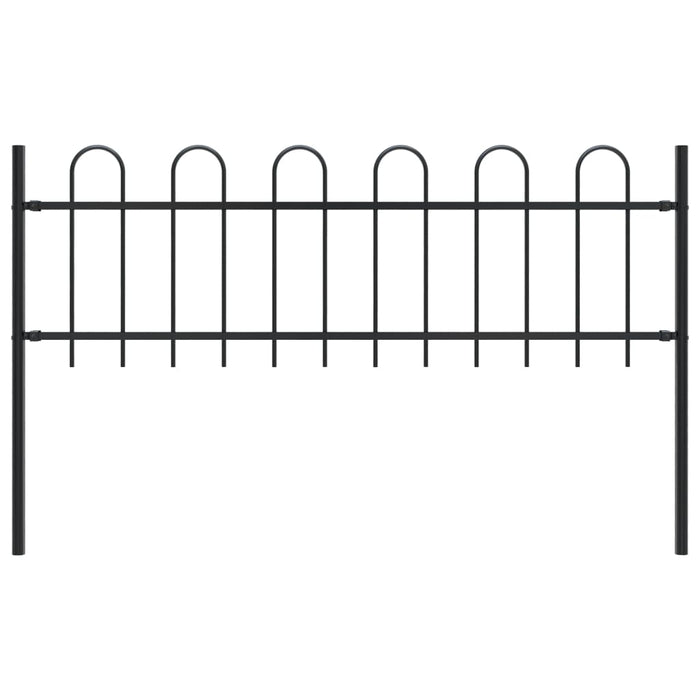 vidaXL Garden Fence with Hoop Top Steel 1.7 m Black